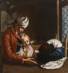 Familienszene in einem Interieur